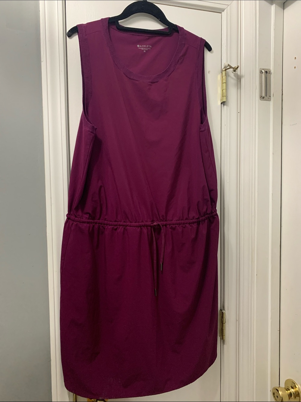 Athleta Magenta Drawstring Waist Midi Tank Dress